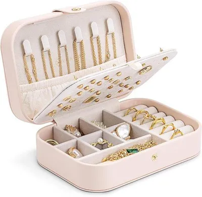 Produktbild von Reise-Schmuck-Organisator, kleiner Schmuck-Organisator mit Stil, Ohrschmuck-Organisator für Frauen und Mädchen.
