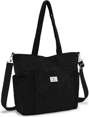 Produktbild von Damen-Tasche – Große Umhängetasche – Cord – Leichte Handtasche für Arbeit und Freizeit