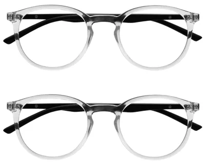 Produktbild von OPULIZE Met-Brille Blaulichtfilter 2er Pack Schlank Runder Rahmen Federscharniere Verbessert Schlaf Computerbrille Gaming Entspiege Transparent Herren Damen BB60-C +0.00