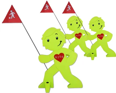Produktbild von StreetBuddy - Warnfigur, Warnaufsteller, Warnschild Kindersicherheit Mehrfachset (Grün, 3er Pack)
