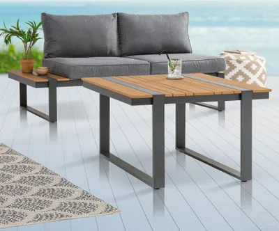 Produktbild von riess-ambiente Gartentisch TAMPA LOUNGE 80cm anthrazit natur Aluminium WPC wetterfester Balkontisch
