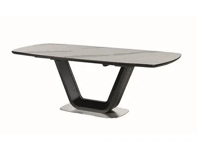 Produktbild von Ausziehbarer Esstisch MARVIN - 160x90, weißer Marmor / schwarz