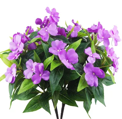 Künstliche Impatiens-Blüten, lila, 40 cm, 2 Stück