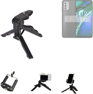 Produktbild von K-S-Trade Stativ Tisch-Ständer Dreibein Handy-Stativ Ständer kompatibel mit Nokia G42 Mini-Stativ Smartphone Tripod Handy-Stativ aus Plastik schwarz