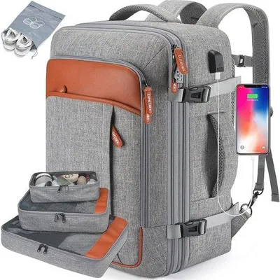Produktbild von Famanu Reisrucksack 40L mit USB-Anschluss und Stauraum - Handgepäck Rucksack für Flugreisen