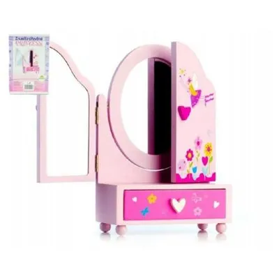 Productafbeelding van Spiegel voor sieradenkist Princess, 3-delig, met lade, hout, 16x25x8 cm, in doos