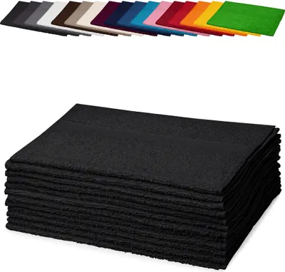 Produktbild von 10er PACK Gästetücher 30x50 cm Gästehandtücher Kinderhandtücher Babyhandtücher 100% Baumwolle, Farbe: Schwarz
