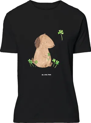 Produktbild von Mr. & Mrs. Panda Größe XL T-Shirt Hund Kleeblatt - Schwarz - Geschenk, Tshirt, Sprüche, Shirt, Glück, Viel, mit Spruch