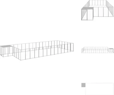 Produktbild von vidaXL Hundezwinger Silbern 26,62 m² Stahl -  Hundezwinger & -ausläufe