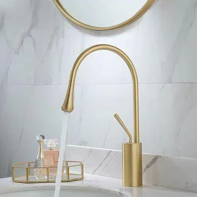 Produktbild von Einhebel-Waschtischarmatur, Badezimmerarmatur, Warm- und Kaltwasserarmatur, Einhebel, Gold
