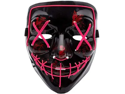Zdjęcie produktu dla Maska LED świecąca Halloween impreza 3 tryby z pilotem różowa