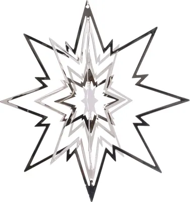 Produktbild von Weihnachtsstern 3D Silberfarben Ø 12 cm zum Aufhängen aus Metall