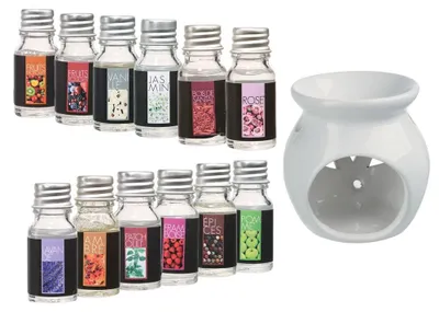Produktbild von Atmosphera Duftöl Set Aromaset 12 Öle mit Duftlampe Duftkomplettset Wellness Deko Zuhause