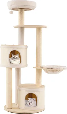 Produktbild von GOPLUS Kratzbaum groß, Katzenbaum 152cm mit 2 Katzenhäusern, Hängematte, Sprungplattform & weichem Kissen, Katzenkratzbaum mit Sisalposten & Spielball