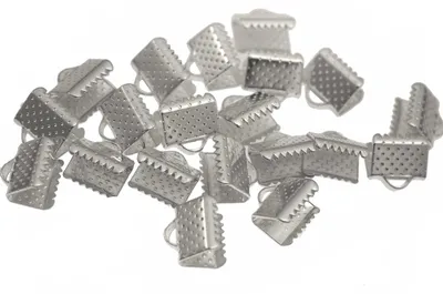 Produktbild von 20 Endkappen Metall Klemmbleche Bandklemmen für Bänder 8 x 8 mm silber
