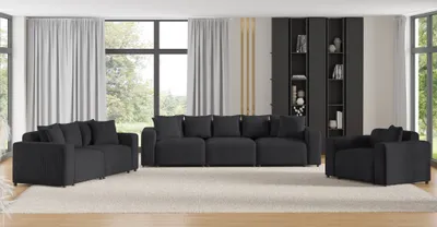 Produktbild von Sofaset Designersofas MEGAN 3-2-1 in Stoff Poso Anthrazit