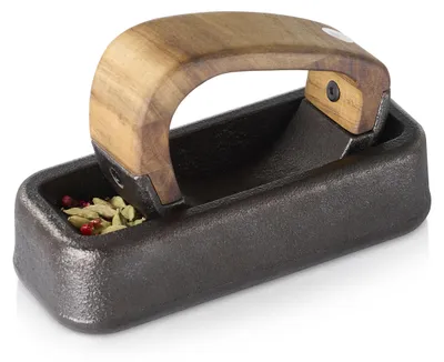 Produktbild von AdHoc Wiegemörser Rocca, Gusseisen/Akazienholz, L: 17 cm, B: 7,2 cm, H: 10,7 cm