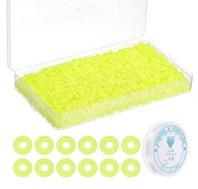 Image de Jeu de perles en argile, 4000 pièces, 6 mm, jaune fluorescent, pour la fabrication de bijoux