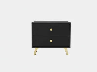 Produktbild von Masseno Nachttisch GALIO Nachtschrank Beistelltisch für Schlafzimmer 54 x 48 x 41 cm Schwarz