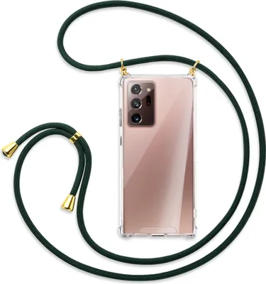 Produktbild von Handykette Backcover-Schutzhülle mit Band (Metall goldfarben) für Samsung Galaxy Note 20 Ultra - dunkelgrün