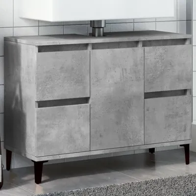 Produktbild von Design Waschbeckenunterschrank Betongrau 80x33x60 cm Holzwerkstoff, Badezimmerschränke 2024 Neu