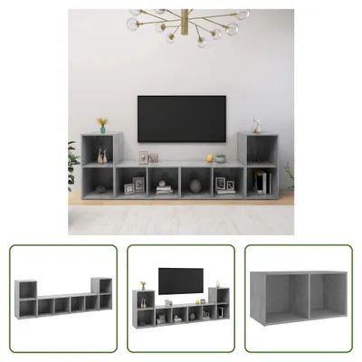Produktbild von The Living Store TV-Schränke 4 Stk. Betongrau 72x35x36,5 cm Holzwerkstoff