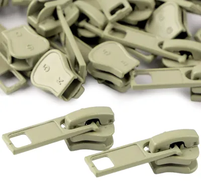 10 Zipper für Profil-Reißverschlüsse m. 5mm Profilschiene blassgrün