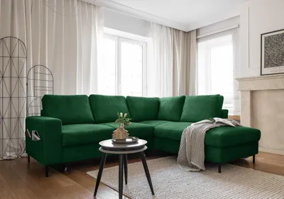 Produktbild von MIUFORM Lofty Lilly Ecksofa mit Bettfunktion L-FORM RECHTS – 237 x 197 cm - Smaragdgrün - Sofa Schlafsofa Couch
