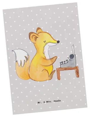 Produktbild von Mr. & Mrs. Panda Postkarte Autor Herz - Grau Pastell - Geschenk, Motivkarte, Grußkarte, Schriftsteller, Ansichtskarte, Postkarten, Verlag, Ansichtskarten, Blogger, Fuchs
