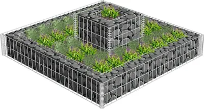 Zdjęcie produktu dla Maison Exclusive - Donica gabionowa z galwanizowanej stali, 120x120x20 cm