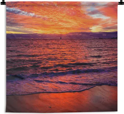 Produktbild von MuchoWow® Wandteppich Wandbehang Strand - Sonne - Himmel 150x150 cm Tapisserie Dekoration Wandtuch - Wohnaccessoires - Modernes