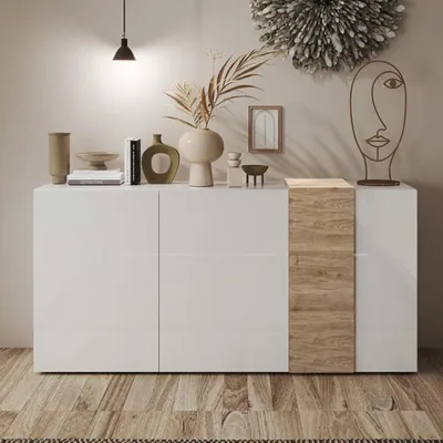 Immagine prodotto di Madia 3 ante Sabry colore bianco lucido rovere Kadiz