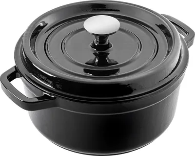 Image de Casserole - Casserole en métal/cocotte avec couvercle - Émaillée - Contenance 4-5 l -  CE/UE - Noire