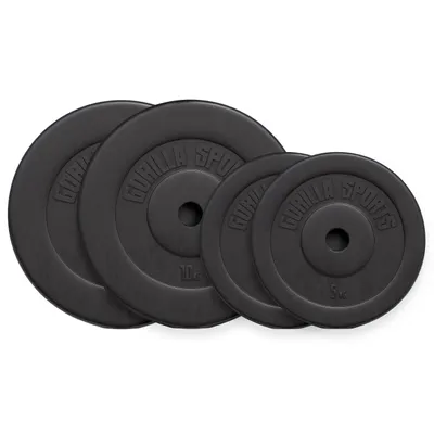 Produktbild von GORILLA SPORTS® Hantelscheiben - 30kg Set, 2x5 kg + 2x10 kg Gewichte, 30mm Bohrung, aus Kunststoff - Gewichtsscheiben, Hantelscheiben-Set, Hanteln