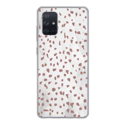 Produktbild von MuchoWow® Handyhülle Schutzhülle Hülle für Samsung Galaxy A51 Polka dots - Braun - Weiß Silikon Softcase Handy Hülle - Schutzabdeckung