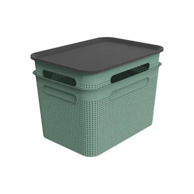 Obrázok produktu pre sada 2 dóz s vekom 16 l BRISEN, farba:imelo zelené