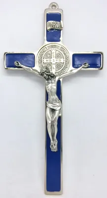 Eco-Kreuz des Hl. Benedikt, Silber, handbemalt, 20 cm