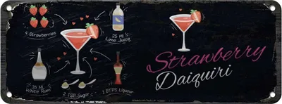 Produktbild von vianmo Blechschild 10x27 cm Strawberry Daiquiri Cocktail