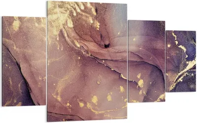 Produktbild von Bild auf Leinwand - Leinwandbild - 4 Teile - Stein Gold Marmor - 160x90cm - Wand Bild - Wanddeko - Wandbilder - Leinwanddruck - Bilder - Wanddekoration - Leinwand bilder - Wandbild - DL160x90-4714