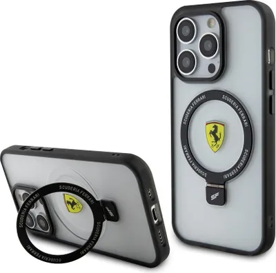 Produktbild von Ferrari FEHMP15LUSCAK iPhone 15 Pro 6,1" schwarz/schwarz Hardcase Ring Stand 2023 Collection MagSafe