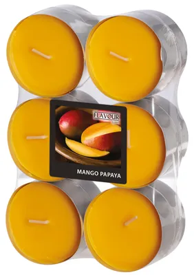 Produktbild von 12 Gala Flavour by GALA Maxi Duftlichte Ø 58 mm, 24 mm pfirsich - Mango-Papaya 96924 Riesen-Teelichte Duftkerzen