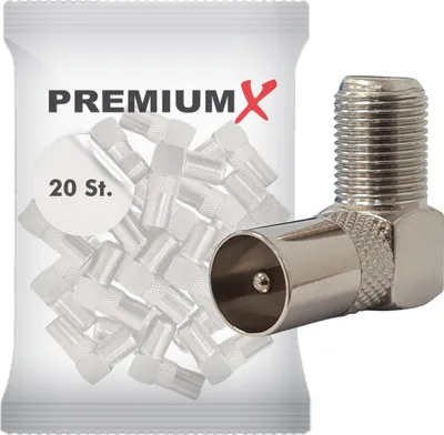 Produktbild von PremiumX 20x Sat Winkeladapter Winkelstecker TV F Buchse 90°gewinkelt für Koaxialkabel Antennenkabel