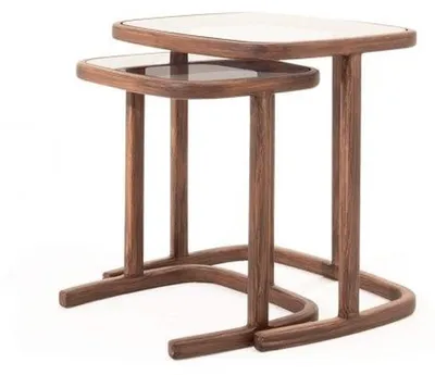 Image de nsemble de tables de rangement Tables basses design Plateau en bois blanc 2pcs