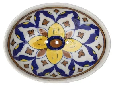 Zdjęcie produktu dla Solidchoice - Ręcznie robiona ceramiczna mydelniczka z motywem kwiatowym