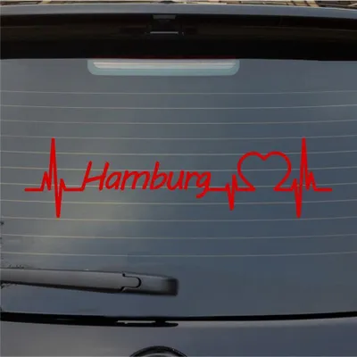 Produktbild von Heckscheibenaufkleber Hamburg Herz Puls Stadt Liebe 55x14 cm Rot Auto Aufkleber Sticker