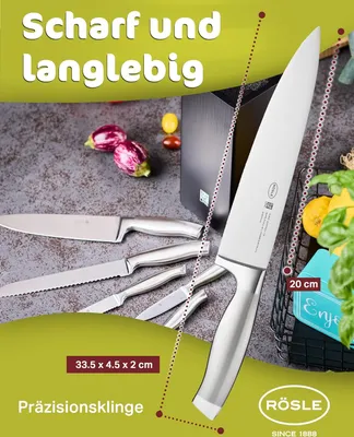 Produktbild von Rösle Rösle Kochmesser Basic Line 20 cm  Griff Edelstahl 130712 130712 4004293137128