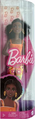 Image de Mattel HPF74 Barbie aux cheveux noirs bouclés, vêtements, sandales à plateforme et accessoires pour enfants