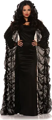 Produktbild von Schwarzes Chiffon Cape mit Kapuze für Halloween Kostüme