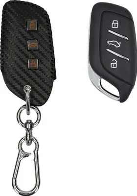 Produktbild von kwmobile Autoschlüssel Kunstleder Hülle kompatibel mit MG 3-Tasten ZS MG4 MG5 MG6 Cover - Schlüsselhülle mit Schlüsselring -