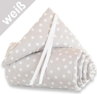 Produktbild von babybay Nestchen Piqué passend für Modell Maxi, Boxspring, Comfort und Comfort Plus, perlgrau Punkte weiß